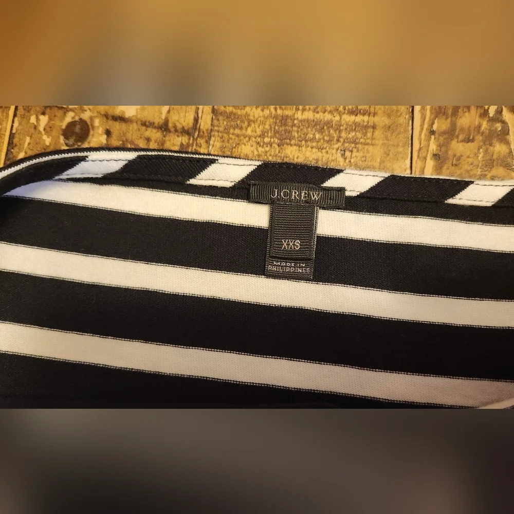 J. CREW XXS Black and White Striped Top with Tool Sleeve Spooky Halloween Top